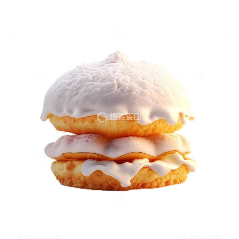 高清大图下载【趣麦麦图】3D真实立体奶油泡芙甜点西餐