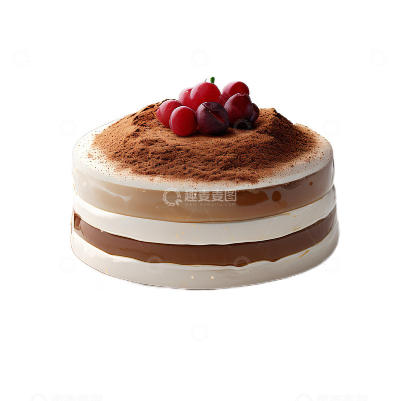 高清大图下载【趣麦麦图】3D真实立体提拉米苏蛋糕甜品西餐