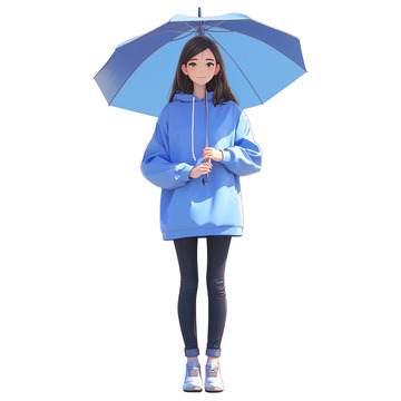 撑着雨伞的小男孩