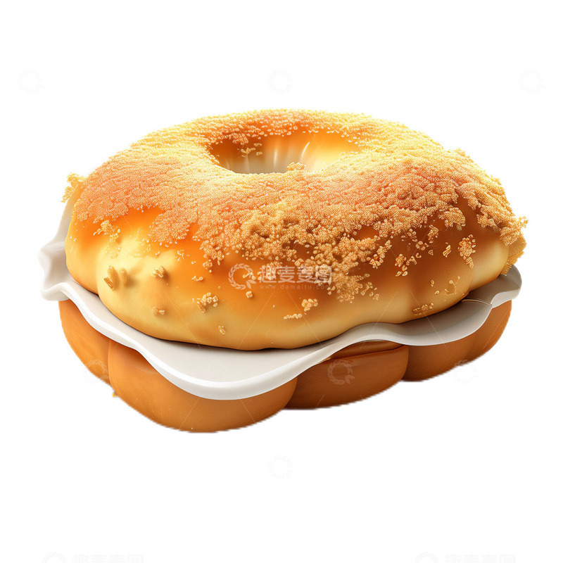 高清大图下载【趣麦麦图】3D真实立体面包速食奶油面包