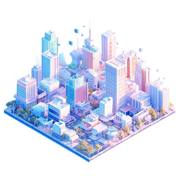 都市等距3D插画