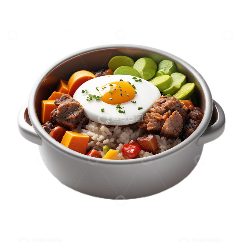 高清大图下载【趣麦麦图】3D真实立体煲仔饭中餐美味