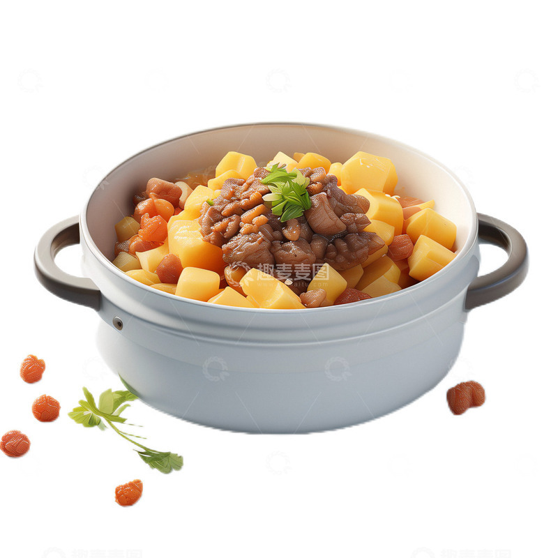 高清大图下载【趣麦麦图】3D真实立体煲仔饭中餐肉类