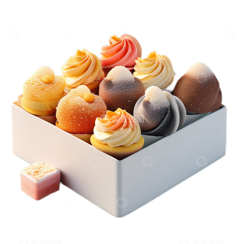 高清大图下载【趣麦麦图】3D真实立体甜品礼盒送礼情人节