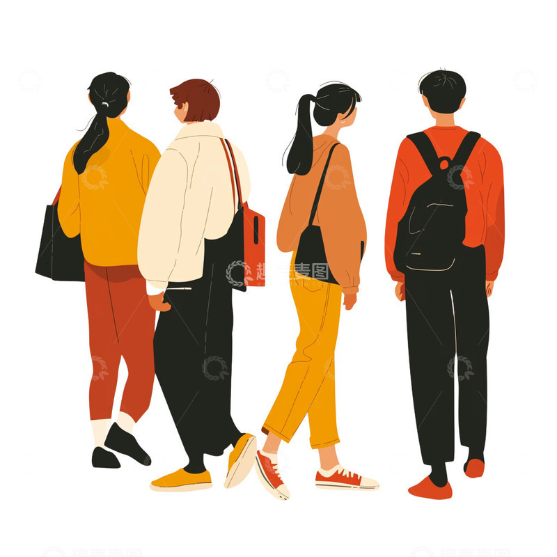 高清大图下载【趣麦麦图】卡通青年节日青年背影