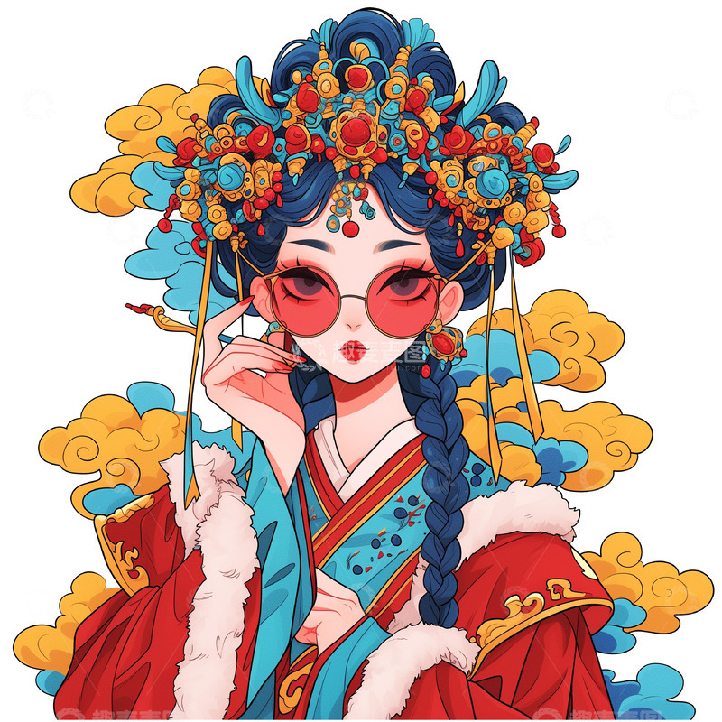 电商国潮插画人物素材