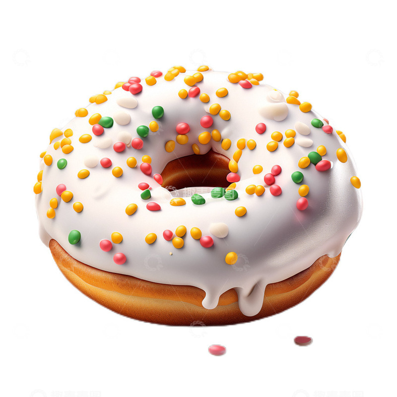 高清大图下载【趣麦麦图】3D真实立体甜甜圈奶油糖豆