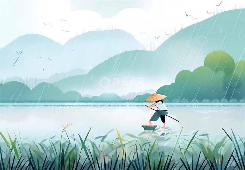 高清大图下载【趣麦麦图】农民耕田劳作