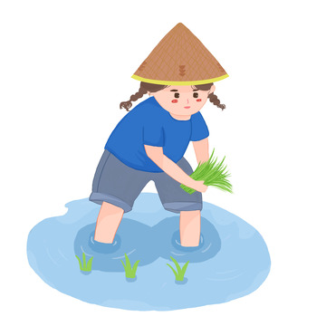 插秧谷雨农耕场景农田