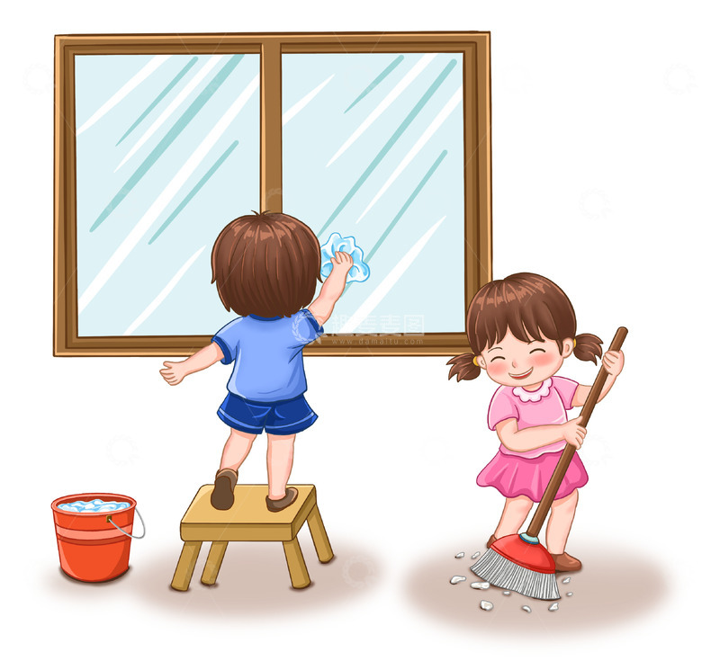 51五一劳动节儿童劳动场景手绘人物