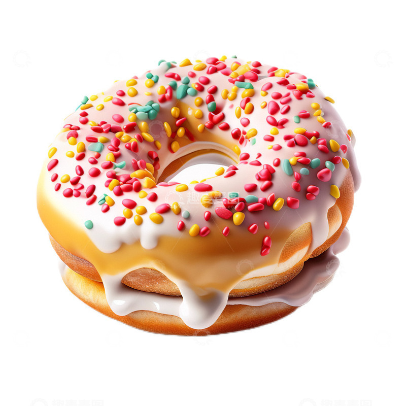 高清大图下载【趣麦麦图】3D真实立体甜甜圈奶油草莓