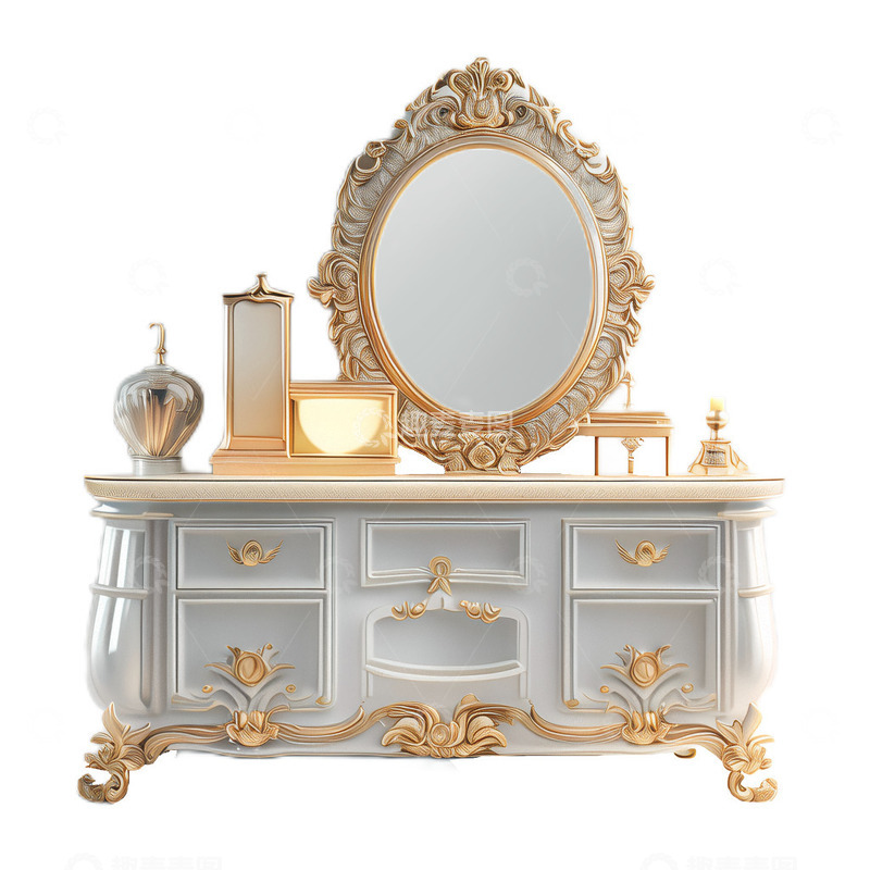 高清大图下载【趣麦麦图】3D真实立体梳妆台柜子家具