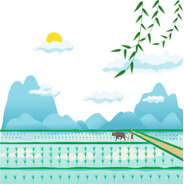 农田手绘插画