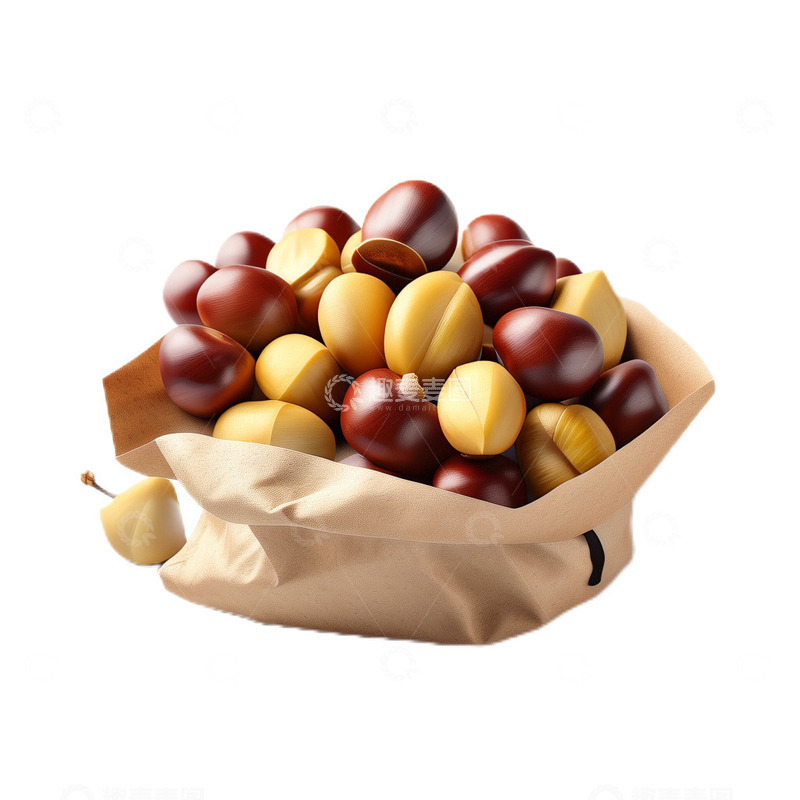高清大图下载【趣麦麦图】3D真实立体糖炒栗子小吃美味栗子