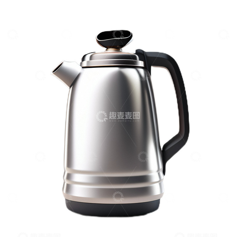 高清大图下载【趣麦麦图】3D真实立体金属不锈钢烧水壶