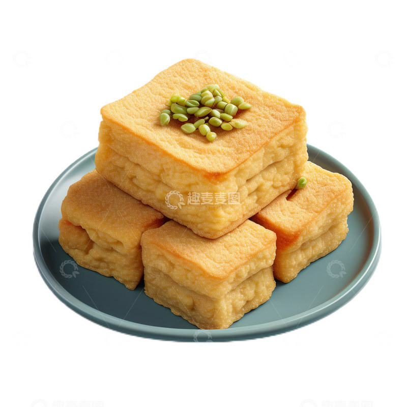 高清大图下载【趣麦麦图】3D真实立体炸豆腐油炸食物