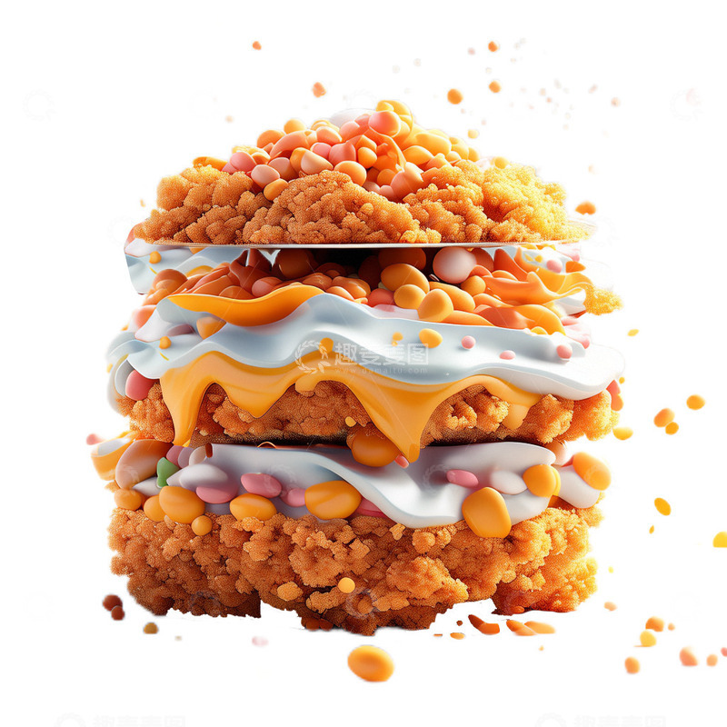 高清大图下载【趣麦麦图】3D真实立体肉松小贝食物美味下午茶