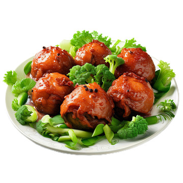 3D真实立体红烧狮子头食物中餐