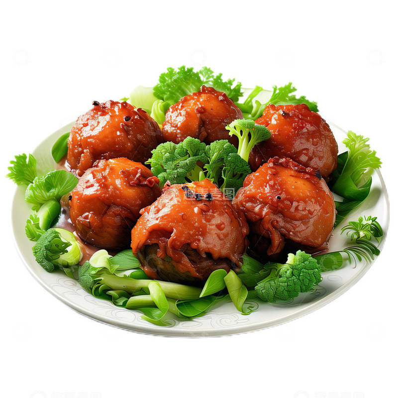 高清大图下载【趣麦麦图】3D真实立体红烧狮子头食物中餐