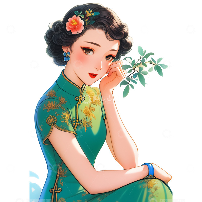 国潮美女插画风格