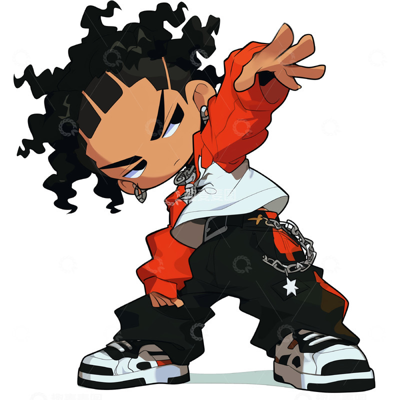 高清大图下载【趣麦麦图】帅气卡通街舞男孩素材