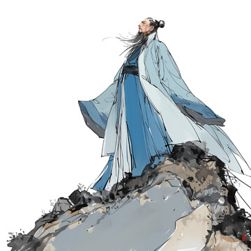 诗人古代人物水墨风插画