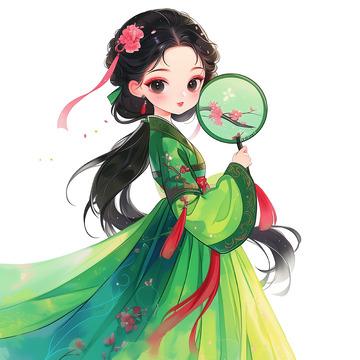 古代少女插画人物元素