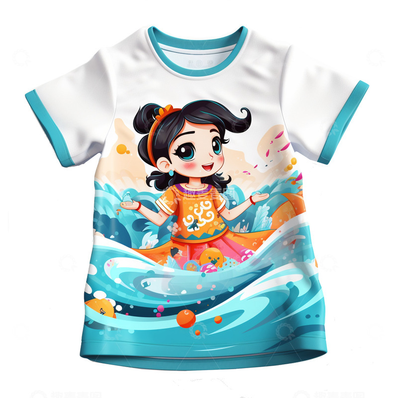 高清大图下载【趣麦麦图】泼水节主题短袖
