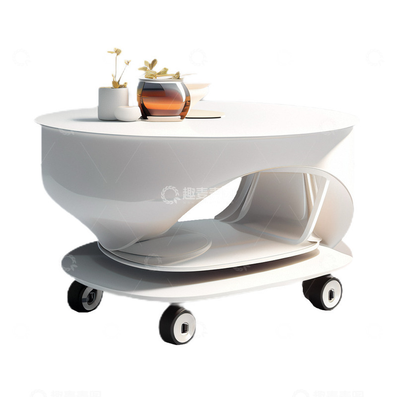 高清大图下载【趣麦麦图】3D真实立体茶几白色可移动
