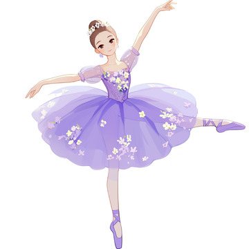 卡通紫色芭蕾舞女孩素材
