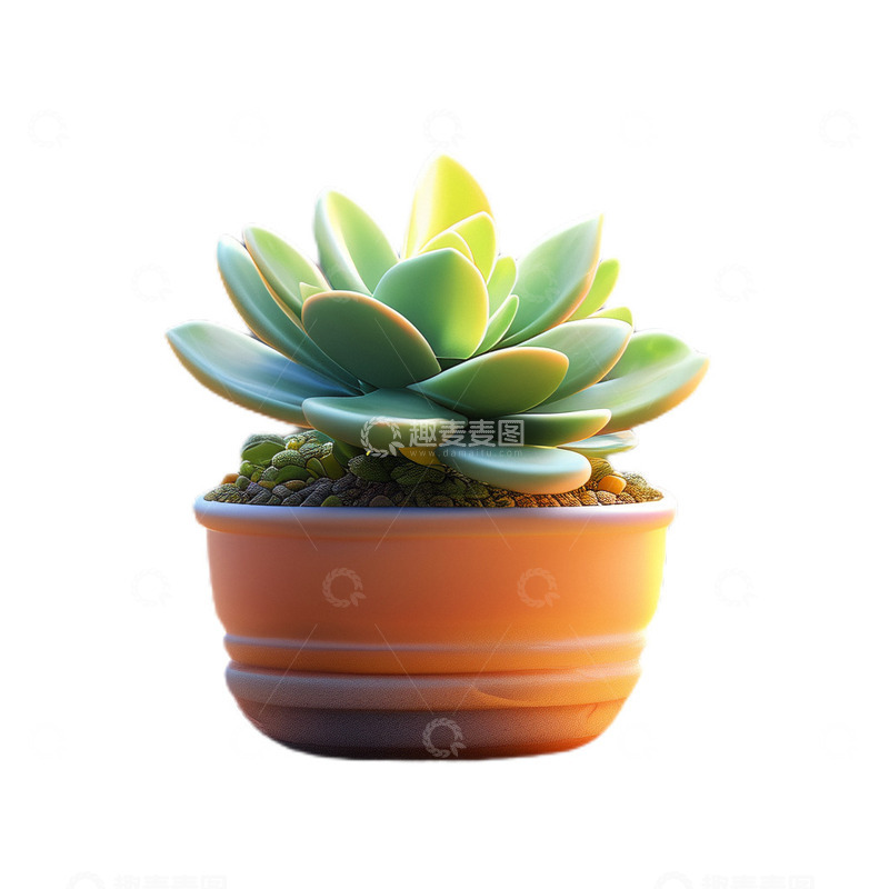 高清大图下载【趣麦麦图】3D立体真实多肉盆栽植物