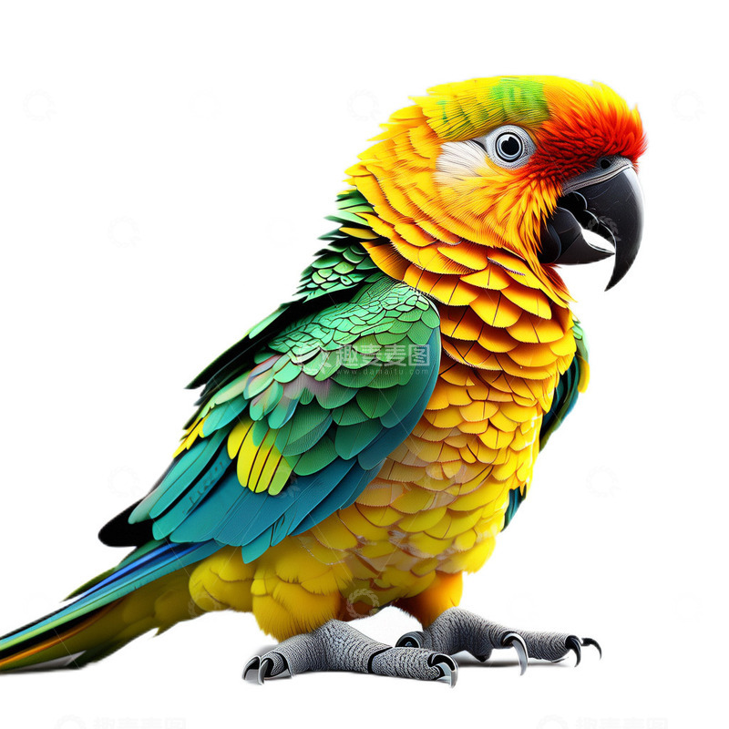 高清大图下载【趣麦麦图】3D立体真实鹦鹉鸟类动物五彩斑斓