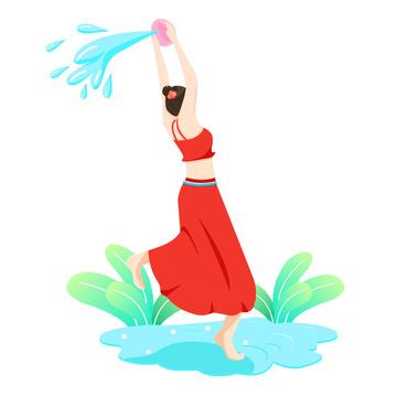 泼水节人物插画