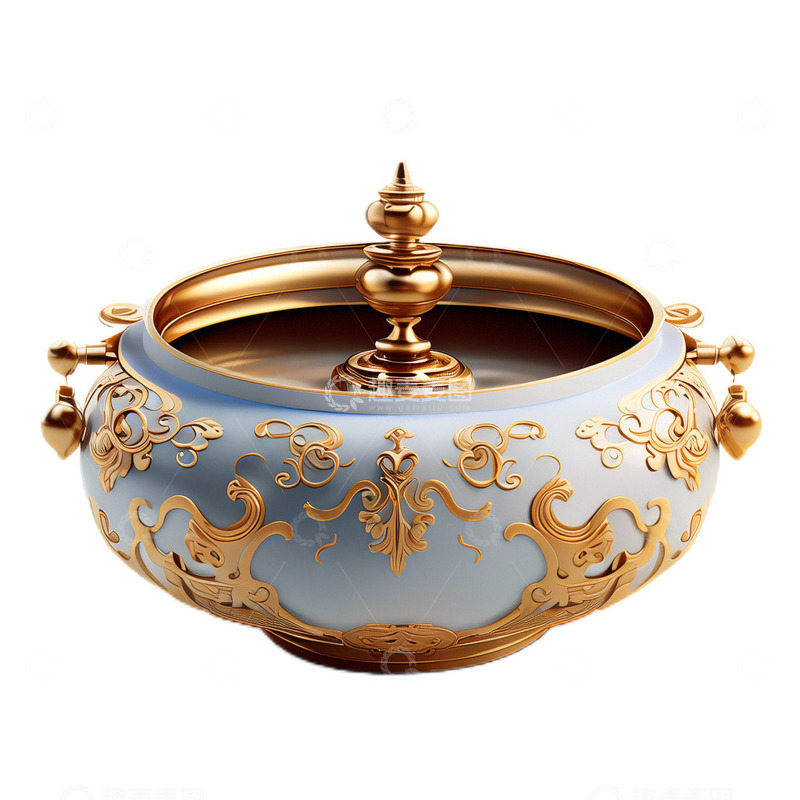 高清大图下载【趣麦麦图】3D立体真实香炉富贵贵族摆件