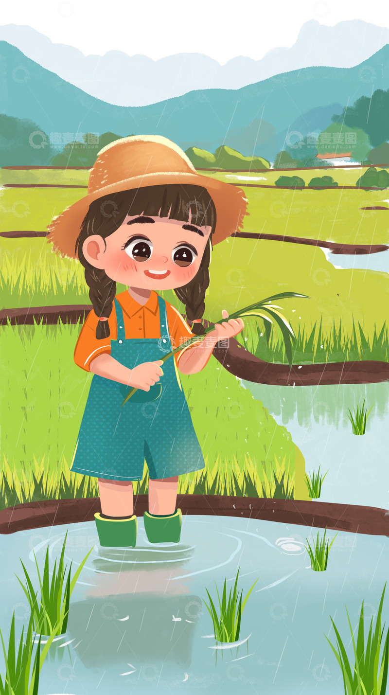 源文件下载【趣麦麦图】谷雨农耕背景图