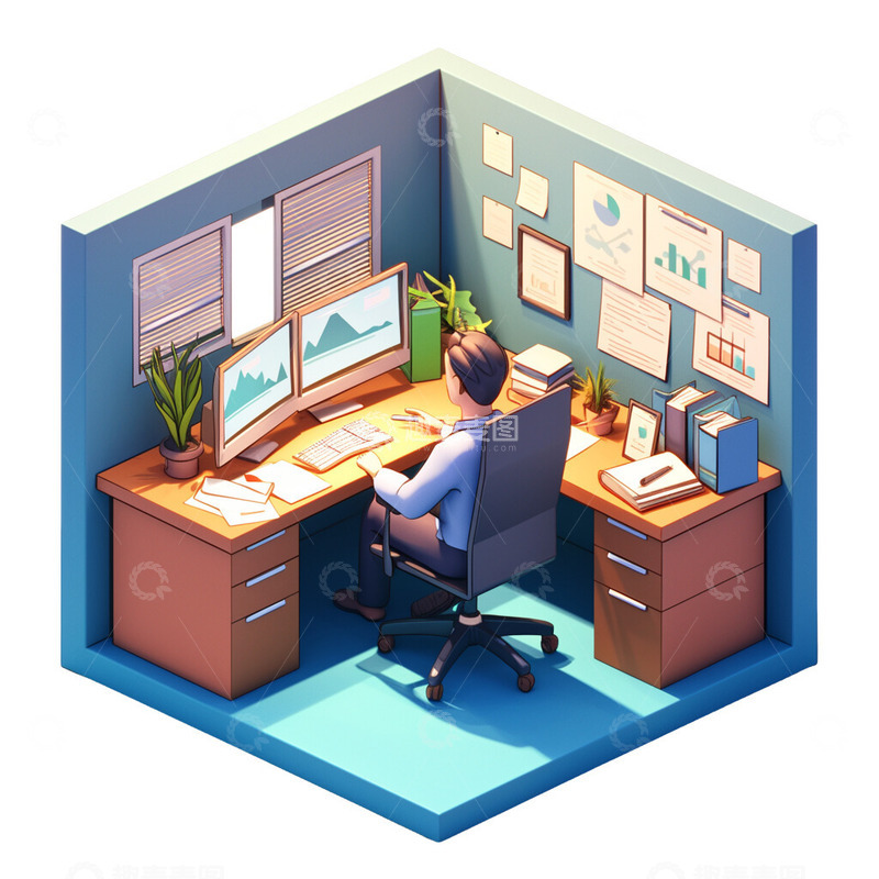 等距风格办公室