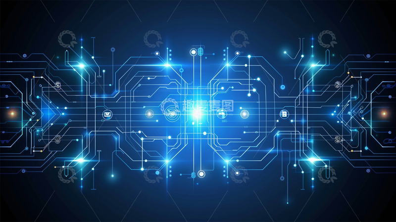 高清大图下载【趣麦麦图】科技蓝色商务电路光效背景