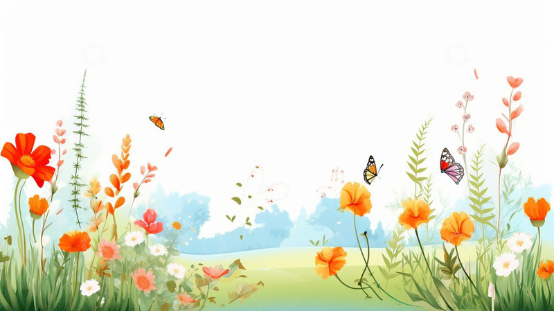 高清大图下载【趣麦麦图】手绘鲜艳鲜花插画背景