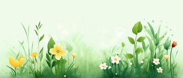 绿色小清新鲜花背景