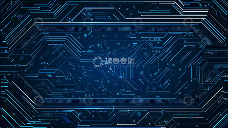 高清大图下载【趣麦麦图】电路科技商务线条蓝色壁纸