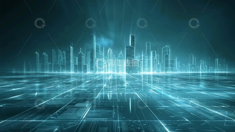 高清大图下载【趣麦麦图】城市建筑光效线条科技商务