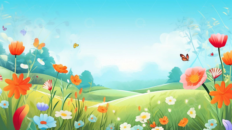 高清大图下载【趣麦麦图】鲜艳花朵草坪背景