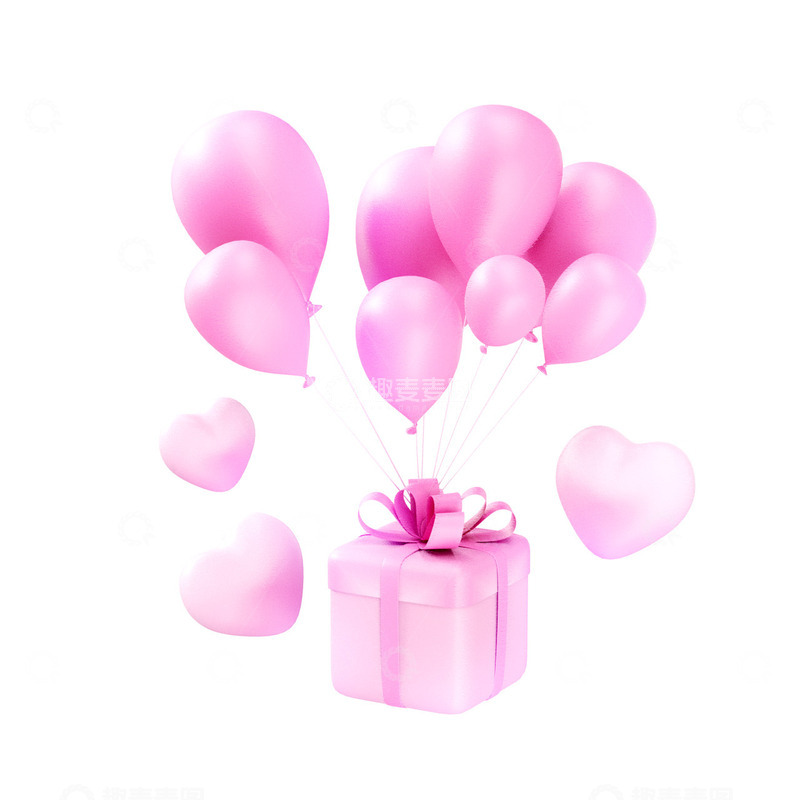 源文件下载【趣麦麦图】520粉色气球爱心