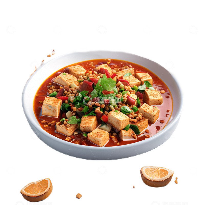 高清大图下载【趣麦麦图】3D立体卡通麻辣豆腐食物