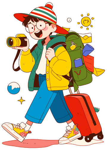 外出旅游男孩卡通素材