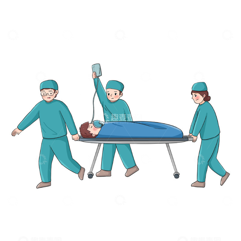 源文件下载【趣麦麦图】手绘医生担架救人