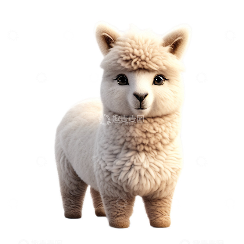 高清大图下载【趣麦麦图】3D立体卡通可爱羊驼毛绒绒