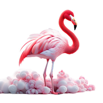 3D立体卡通可爱火烈鸟北欧鸟类爱情