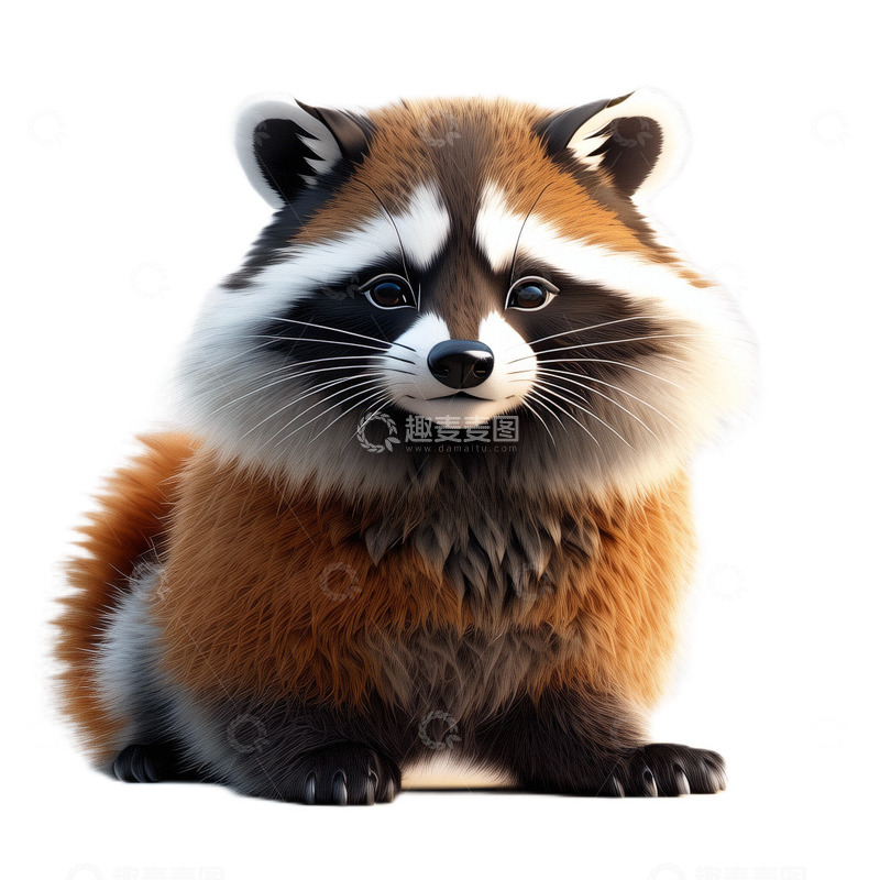 高清大图下载【趣麦麦图】3D立体真实浣熊动物野生