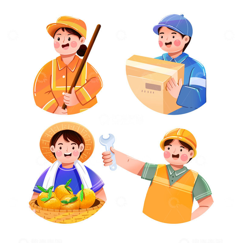 源文件下载【趣麦麦图】各职业人物元素